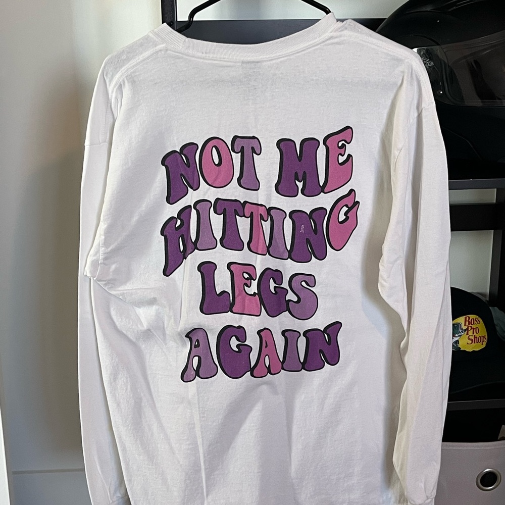 White Long Sleeve Shirt with Graphic Text